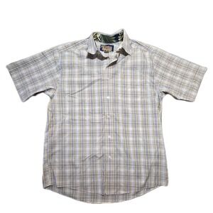 Ariat Large Mens Button Up Wrinkle Free Yellow Blue Dree Shirt